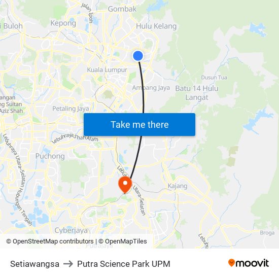Setiawangsa to Putra Science Park UPM map