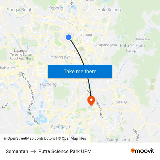 Semantan to Putra Science Park UPM map