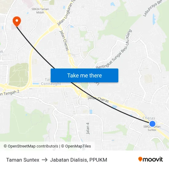 Taman Suntex to Jabatan Dialisis, PPUKM map