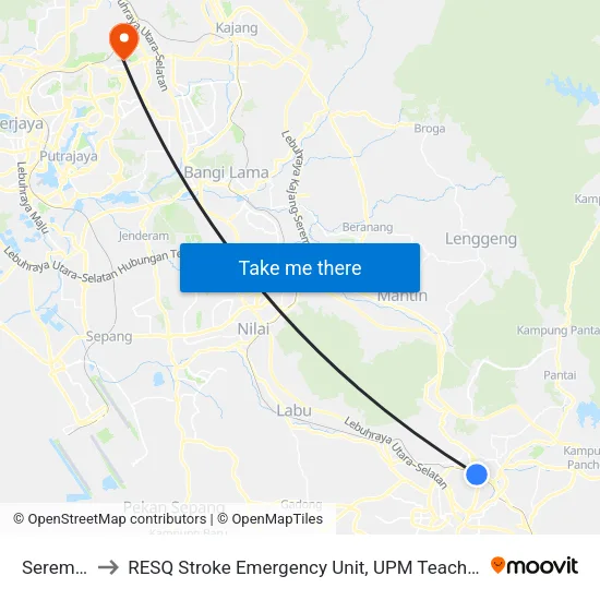 Seremban to RESQ Stroke Emergency Unit, UPM Teaching Hospital map