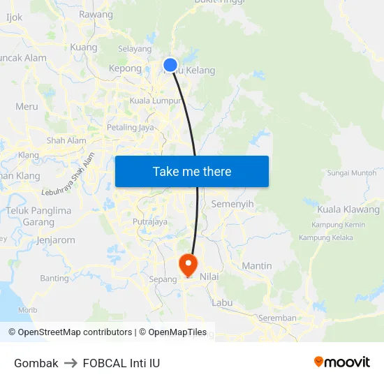 Gombak to FOBCAL Inti IU map