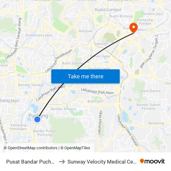 Pusat Bandar Puchong to Sunway Velocity Medical Center map