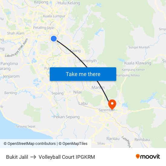 Bukit Jalil to Volleyball Court IPGKRM map