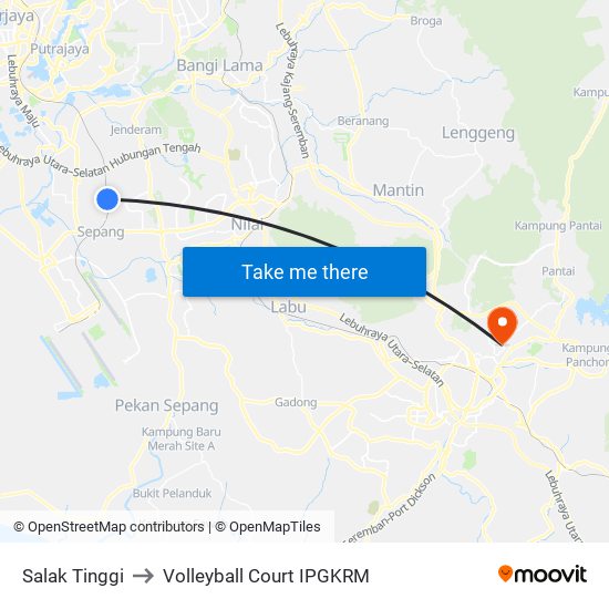 Salak Tinggi to Volleyball Court IPGKRM map