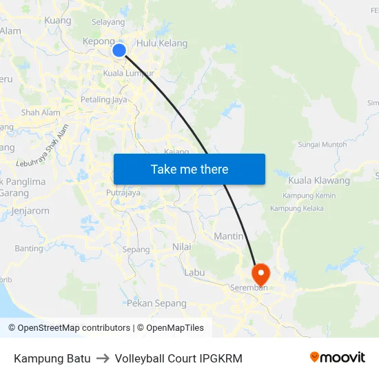 Kampung Batu to Volleyball Court IPGKRM map