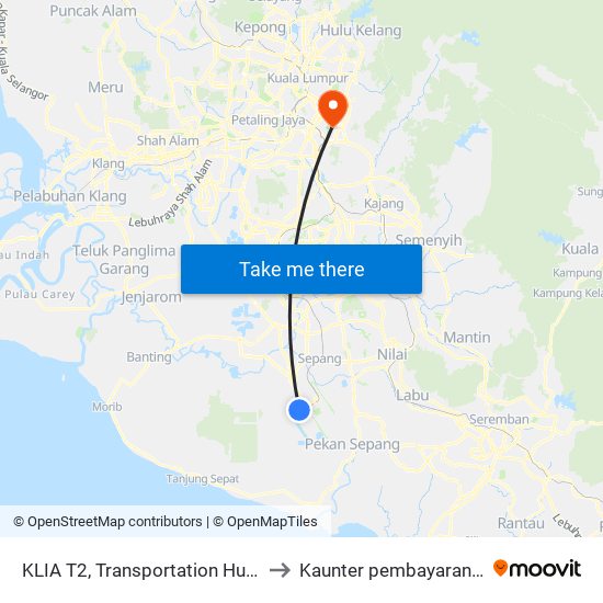 KLIA T2, Transportation Hub Level 1 to Kaunter pembayaran HUKM map