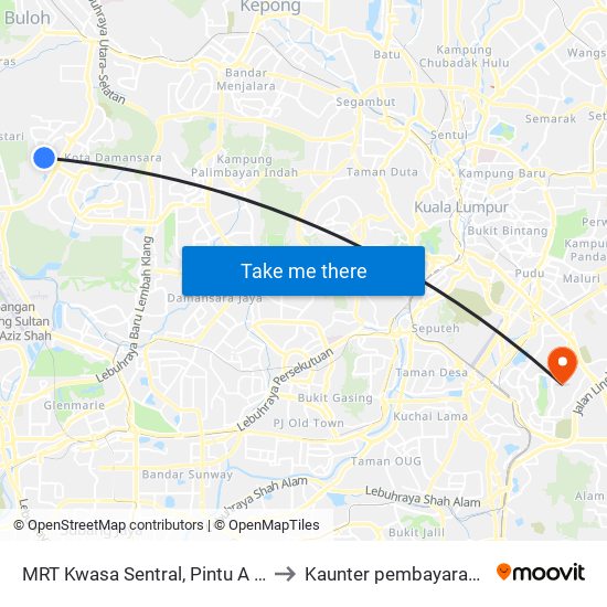 MRT Kwasa Sentral, Pintu A (Sa1020) to Kaunter pembayaran HUKM map