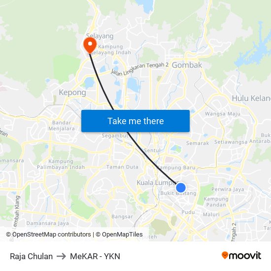 Raja Chulan to MeKAR - YKN map