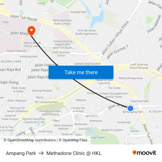 Ampang Park to Methadone Clinic @ HKL map