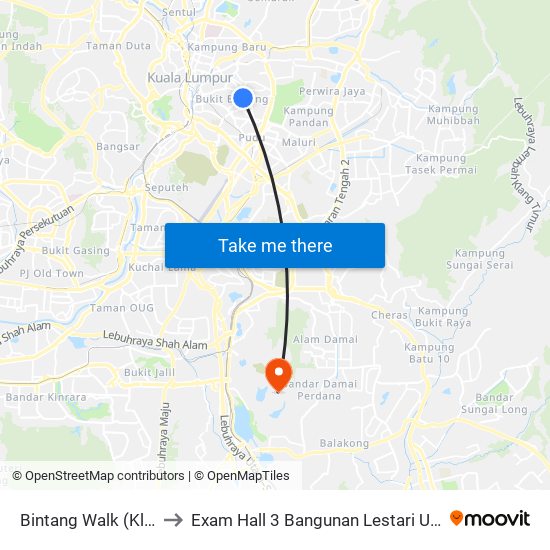 Bintang Walk (Kl85) to Exam Hall 3 Bangunan Lestari UPNM map