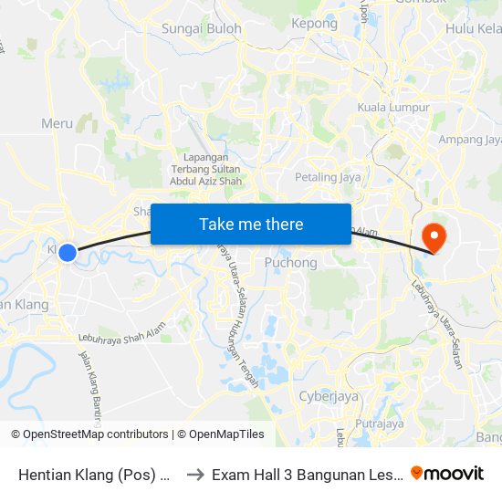 Hentian Klang (Pos) B (Bd664) to Exam Hall 3 Bangunan Lestari UPNM map