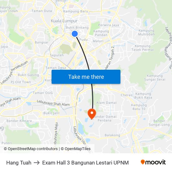Hang Tuah to Exam Hall 3 Bangunan Lestari UPNM map