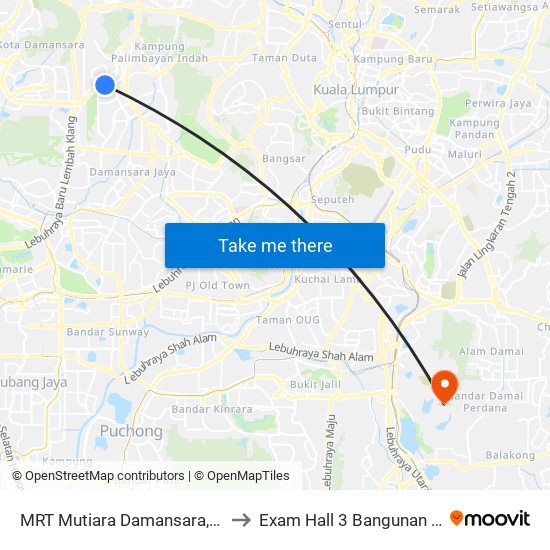 MRT Mutiara Damansara, Pintu B (Pj809) to Exam Hall 3 Bangunan Lestari UPNM map