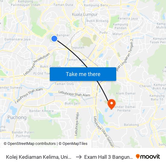 Kolej Kediaman Kelima, Universiti Malaya (Kl2343) to Exam Hall 3 Bangunan Lestari UPNM map