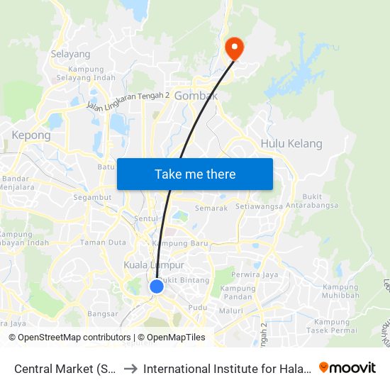 Central Market (Selatan) (Kl109) to International Institute for Halal Research and Training map