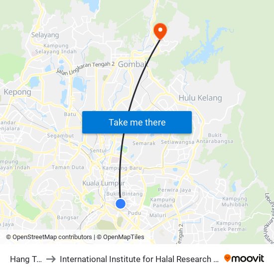 Hang Tuah to International Institute for Halal Research and Training map