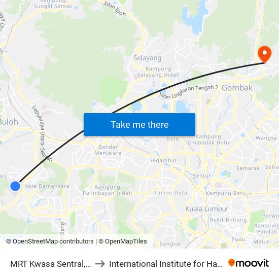 MRT Kwasa Sentral, Pintu A (Sa1020) to International Institute for Halal Research and Training map