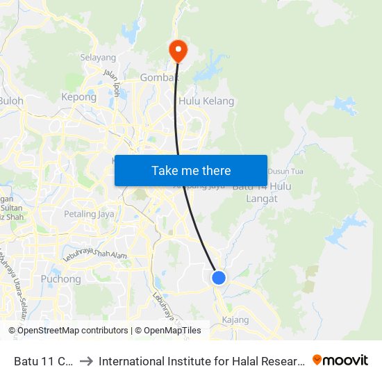 Batu 11 Cheras to International Institute for Halal Research and Training map