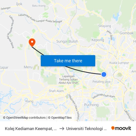 Kolej Kediaman Keempat, Universiti Malaya (Kl2348) to Universiti Teknologi MARA (UiTM) Selangor map