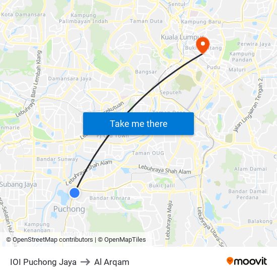 IOI Puchong Jaya to Al Arqam map