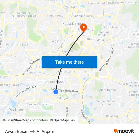 Awan Besar to Al Arqam map