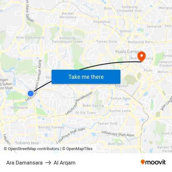 Ara Damansara to Al Arqam map