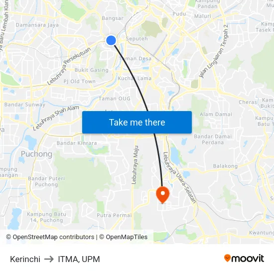 Kerinchi to ITMA, UPM map