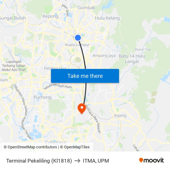 Terminal Pekeliling (Kl1818) to ITMA, UPM map