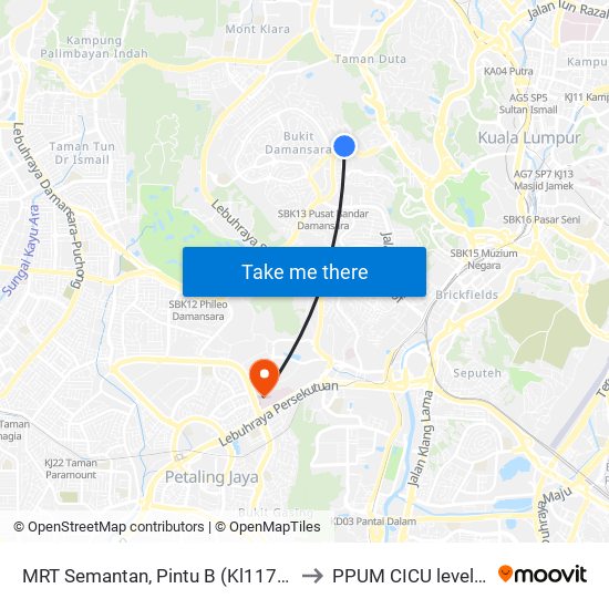 MRT Semantan, Pintu B (Kl1174) to PPUM CICU level 2 map