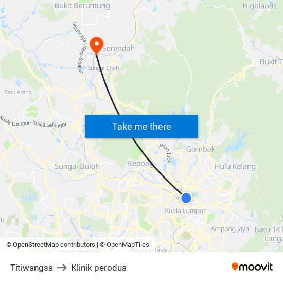 Titiwangsa to Klinik perodua map