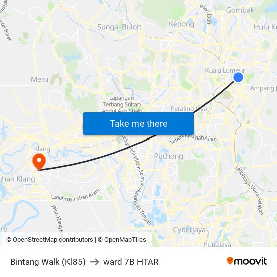 Bintang Walk (Kl85) to ward 7B HTAR map