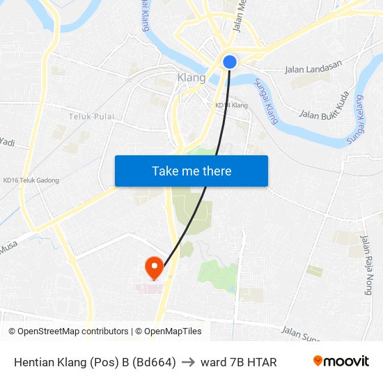 Hentian Klang (Pos) B (Bd664) to ward 7B HTAR map