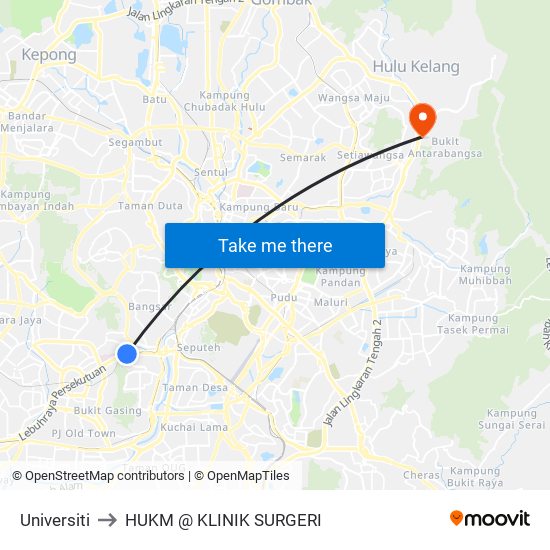 Universiti to HUKM @ KLINIK SURGERI map