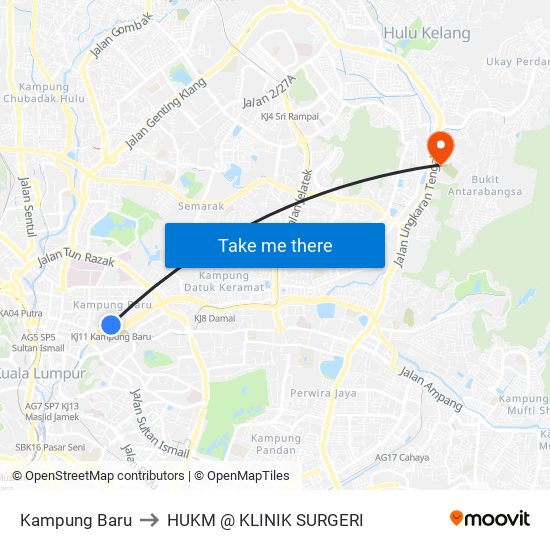 Kampung Baru to HUKM @ KLINIK SURGERI map