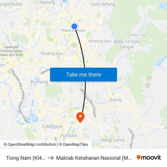 Tiong Nam (Kl42) to Maktab Ketahanan Nasional (MKN) map