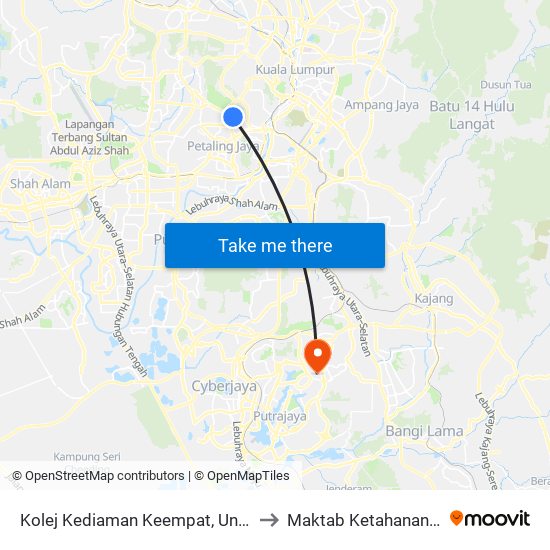 Kolej Kediaman Keempat, Universiti Malaya (Kl2348) to Maktab Ketahanan Nasional (MKN) map