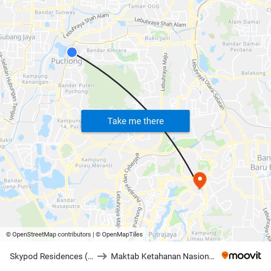 Skypod Residences (Sj447) to Maktab Ketahanan Nasional (MKN) map