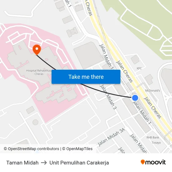 Taman Midah to Unit Pemulihan Carakerja map
