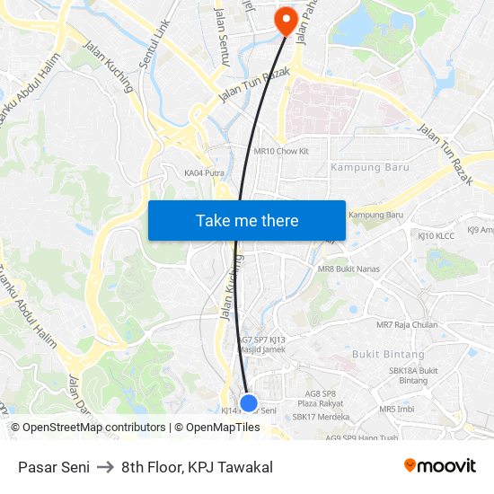 Pasar Seni to 8th Floor, KPJ Tawakal map