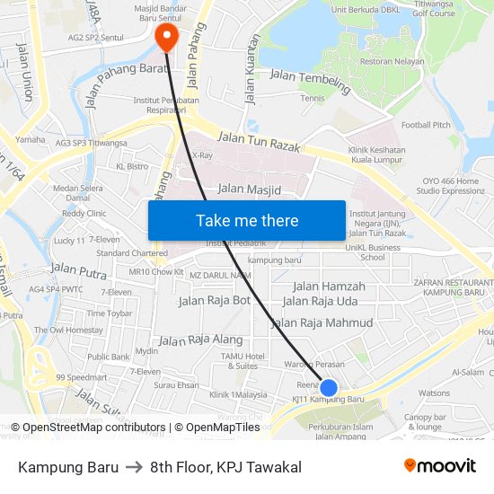 Kampung Baru to 8th Floor, KPJ Tawakal map