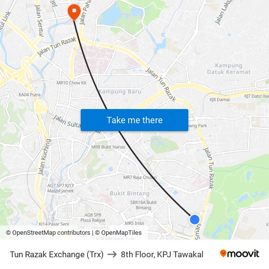 Tun Razak Exchange (Trx) to 8th Floor, KPJ Tawakal map