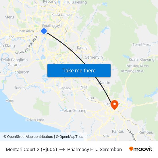 Mentari Court 2 (Pj605) to Pharmacy HTJ Seremban map