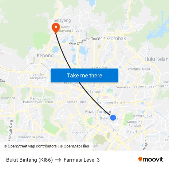 Bukit Bintang (Kl86) to Farmasi Level 3 map