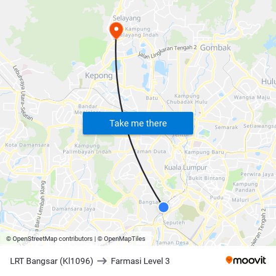 LRT Bangsar (Kl1096) to Farmasi Level 3 map