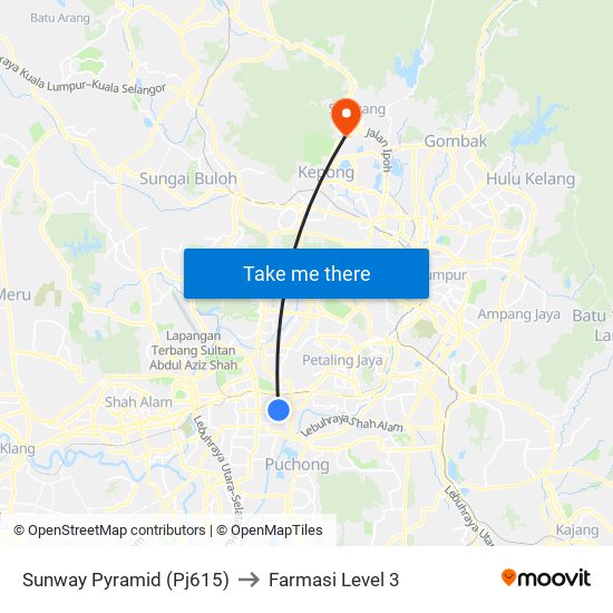 Sunway Pyramid (Pj615) to Farmasi Level 3 map