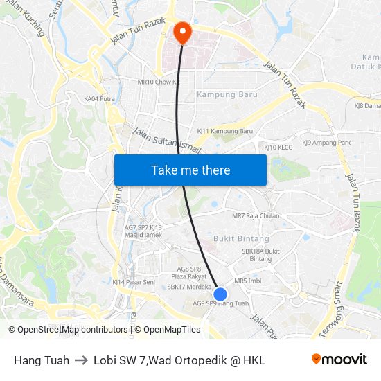 Hang Tuah to Lobi SW 7,Wad Ortopedik @ HKL map
