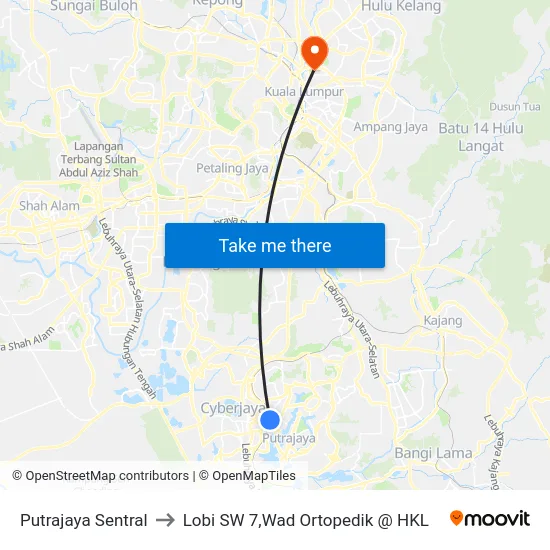 Putrajaya Sentral to Lobi SW 7,Wad Ortopedik @ HKL map