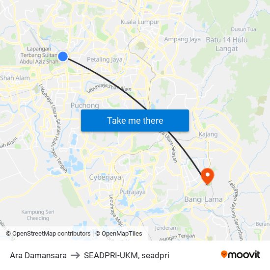 Ara Damansara to SEADPRI-UKM, seadpri map