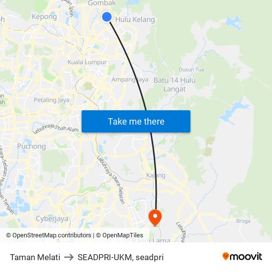 Taman Melati to SEADPRI-UKM, seadpri map