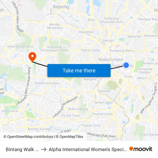 Bintang Walk (Kl85) to Alpha International Women's Specialists Centre map